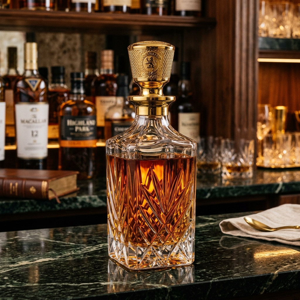 Heritage Pour Decanter - Hand-Etched Luxury Glassware | BrushestoPixels