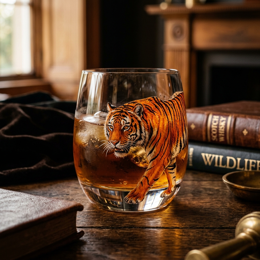 Bombay Sapphire Tiger Glassware - Handcrafted Wildlife Barware | BrushestoPixels