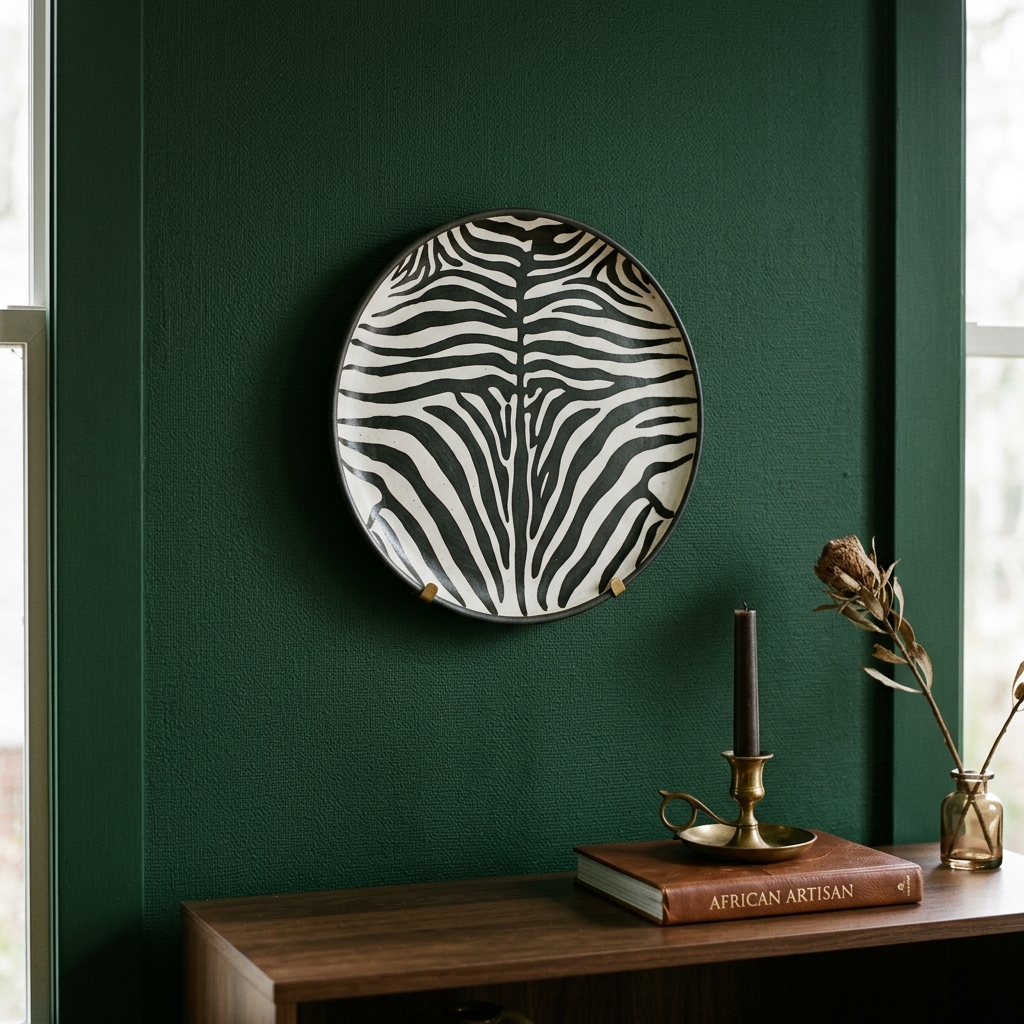 Striped Ceramic Decor Plate - Hand-Painted Home Styling Object | BrushestoPixels